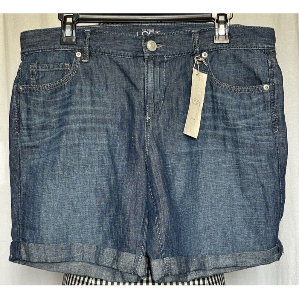 Ann Taylor Loft Women's Size 29 / 8 Chambray Linen Blend Mid Rise Shorts NEW!